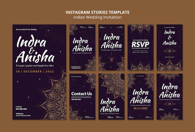 Free PSD indian wedding invitation instagram stories