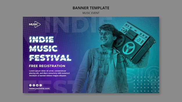 Indie music festival banner template