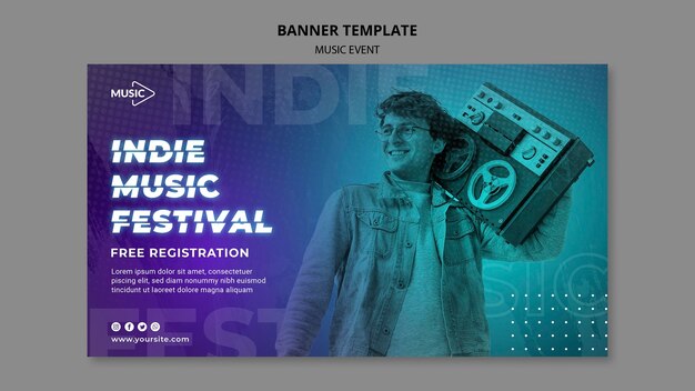 Indie music festival banner template