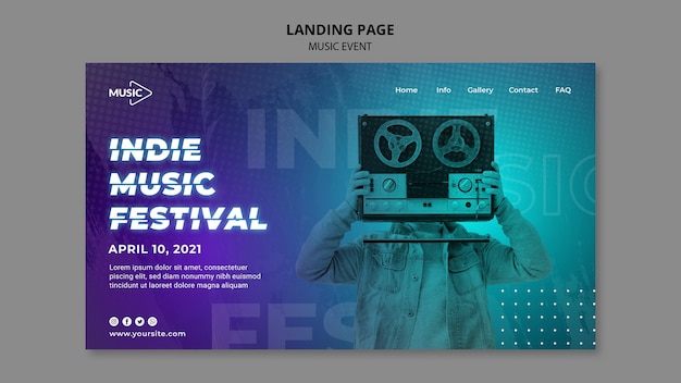 Indie music festival landing page template