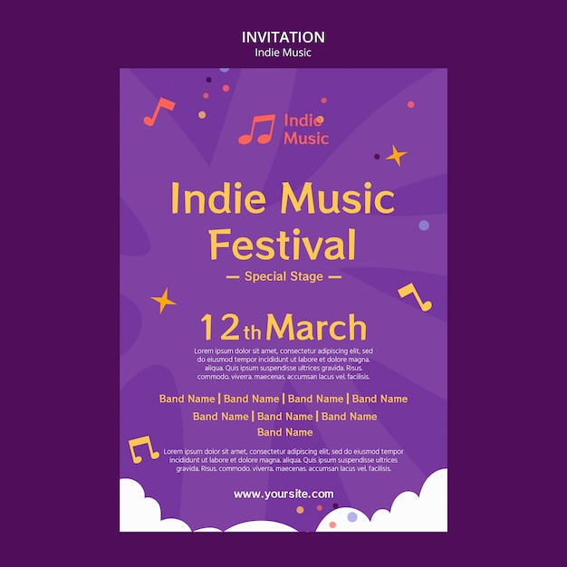 Free PSD indie music invitation template