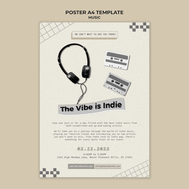 Free PSD indie music template design