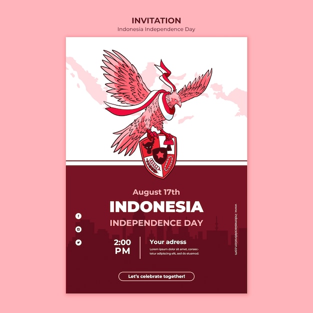 Free PSD indonesia independence day invitation template