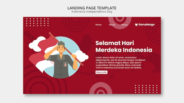 Free PSD indonesia independence day landing page design template