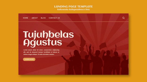 Free PSD indonesia independence day landing page template