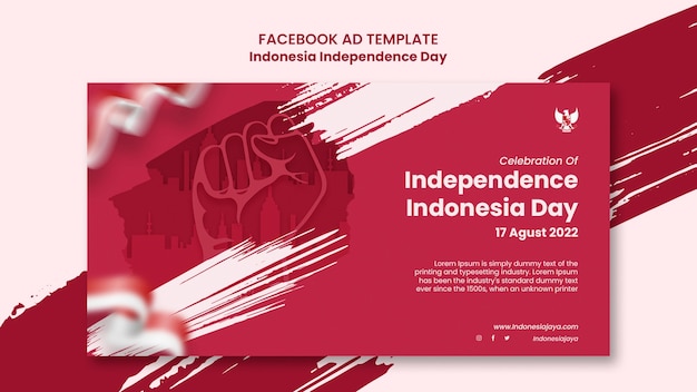 Free PSD indonesia independence day social media promo template with brush strokes design