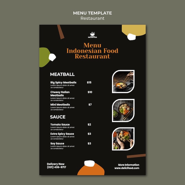 Indonesian food menu template