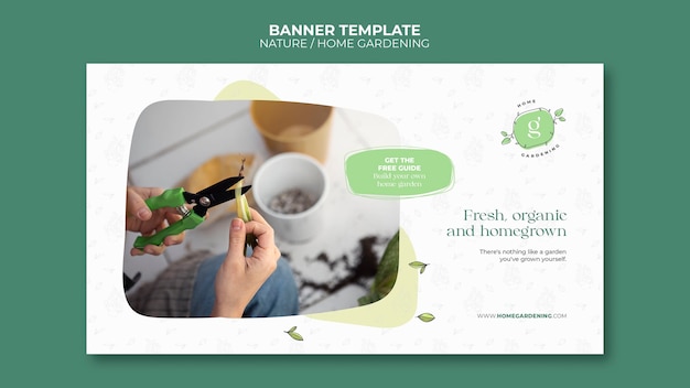 Indoor potted plants cultivation and care horizontal banner template