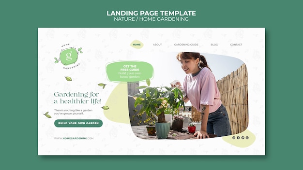 Free PSD indoor potted plants cultivation and care landing page template