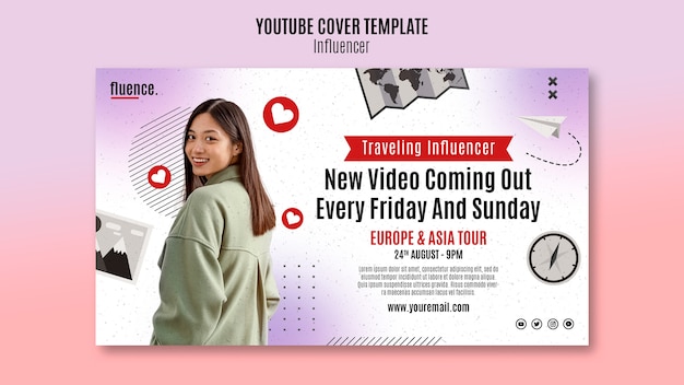 Free PSD influencer career youtube cover template