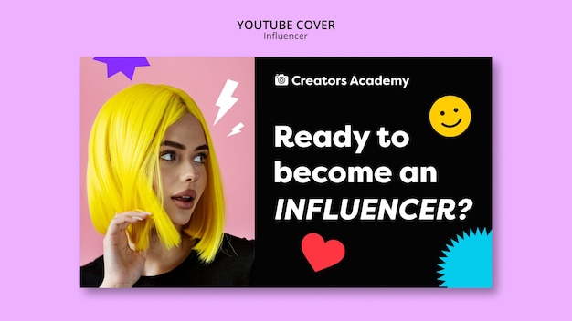 Free PSD influencer career youtube cover template