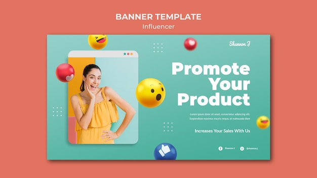 Free PSD influencer horizontal banner template