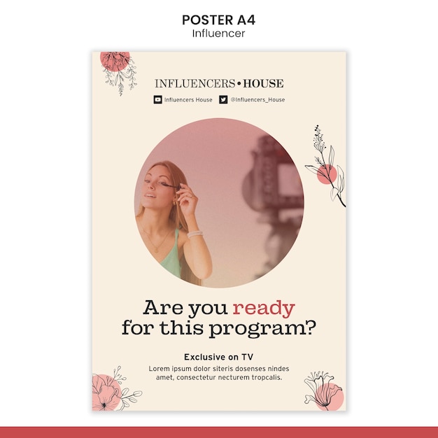 Influencer poster template with photo