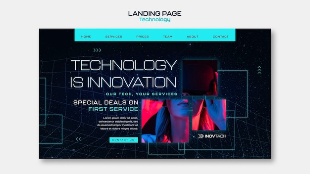 Free PSD innovative technology landing page template