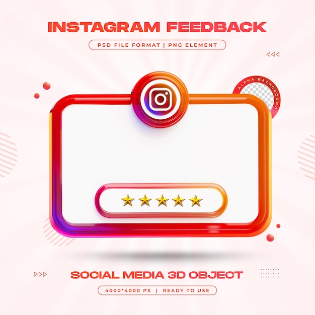 Free PSD instagram feedback review isolated social media 3d render