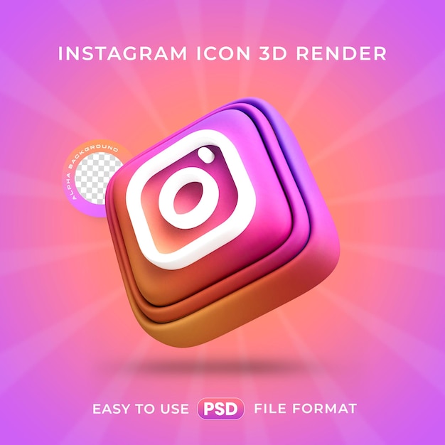 Free PSD instagram logo icon isolated 3d render illustration