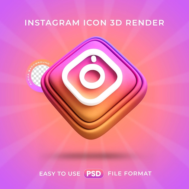 Free PSD instagram logo icon isolated 3d render illustration