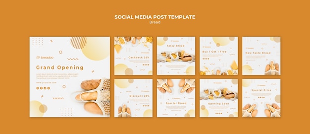 Free PSD instagram post collection for bread cooking business