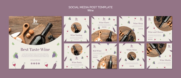 Free PSD instagram post collection for wine tasting