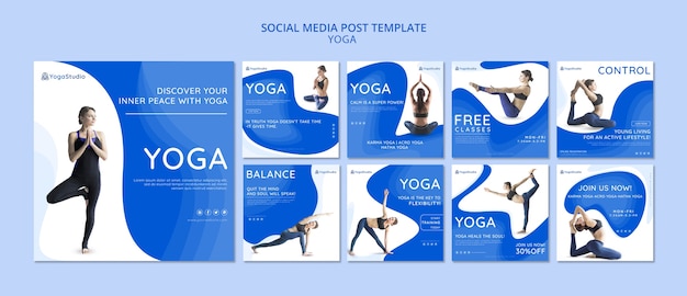 Free PSD instagram post collection for yoga fitness