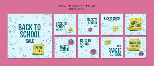 Free PSD instagram posts collection for back to school