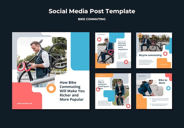 Instagram posts collection for bicycle commuting with male passenger