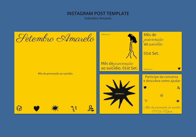 Instagram posts collection for brazilian suicide prevention month awareness