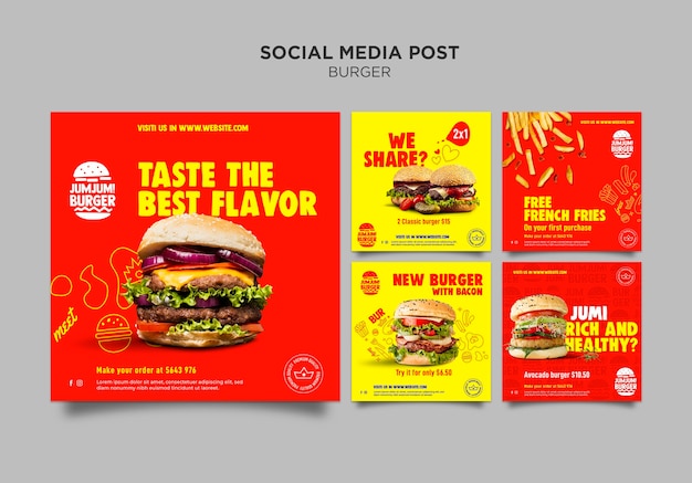 Instagram posts collection for burger restaurant