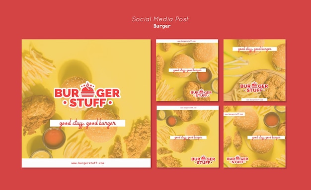 Free PSD instagram posts collection for burger restaurant