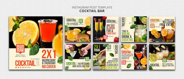 Instagram posts collection for cocktail bar