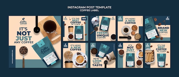 Free PSD instagram posts collection for coffee label