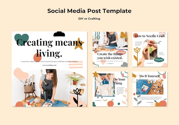 Free PSD instagram posts collection for diy tutorials