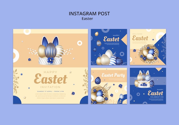 Free PSD instagram posts collection for easter celebration