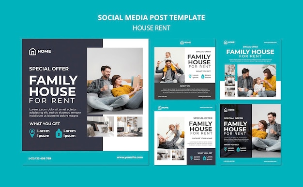 Free PSD instagram posts collection for family house renting