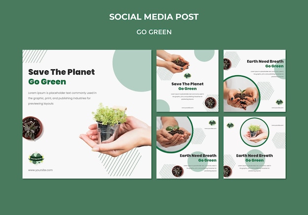 Instagram posts collection for going green and eco-friendly