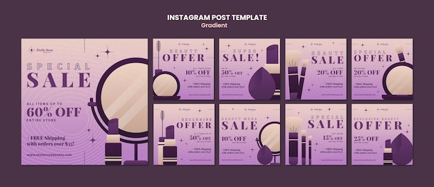 Free PSD instagram posts collection in gradient tone