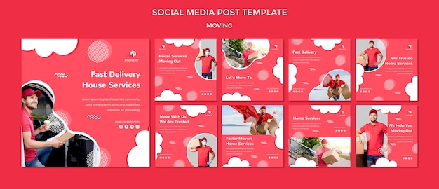 Free PSD instagram posts collection for moving company