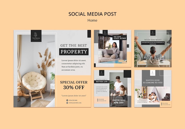 Free PSD instagram posts collection for new dream home