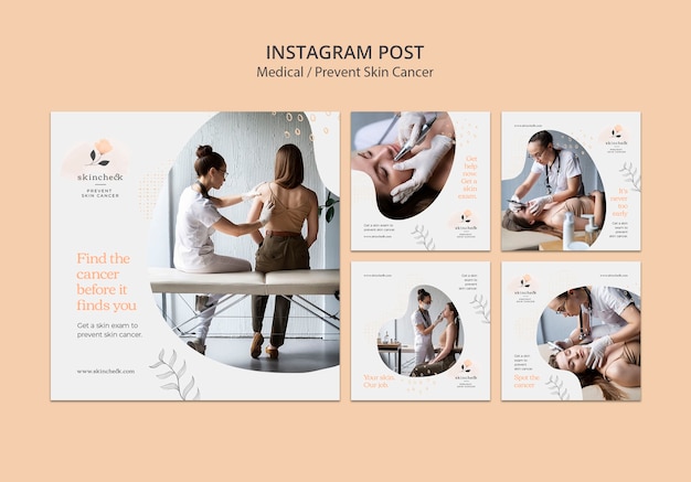 Free PSD instagram posts collection for skin cancer prevention