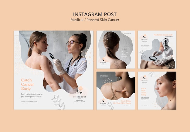 Free PSD instagram posts collection for skin cancer prevention