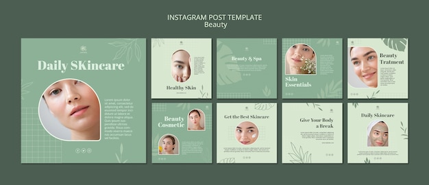 Free PSD instagram posts collection for skincare and beauty