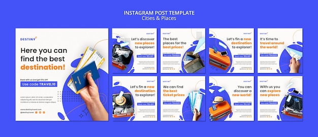 Free PSD instagram posts collection for traveling