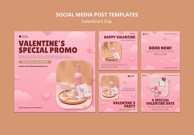 Instagram posts collection for valentines day with drinks