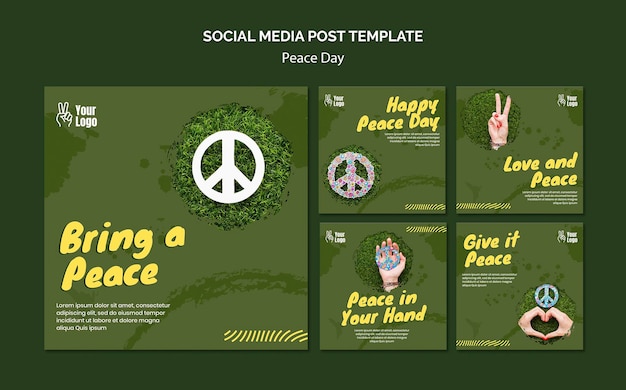 Free PSD instagram posts collection for world peace day