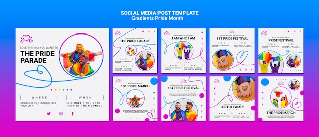 Instagram posts pack for lgbt pride