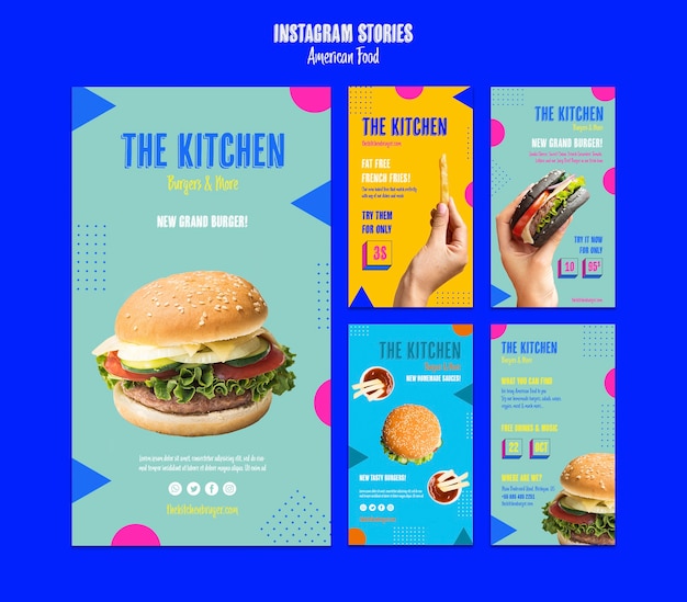 Free PSD instagram stories american food