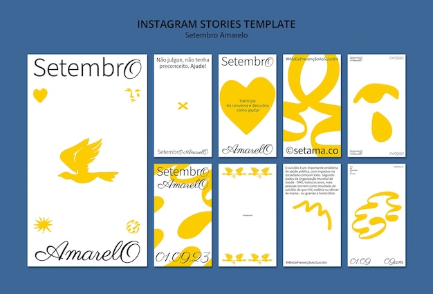Free PSD instagram stories collection for brazilian suicide prevention month awareness