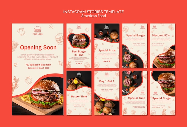 Instagram stories collection for burger restaurant