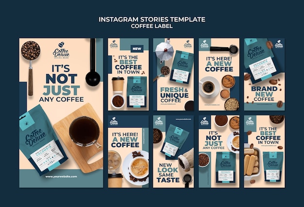 Free PSD instagram stories collection for coffee label