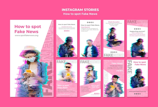 Free PSD instagram stories collection for fake news spotting